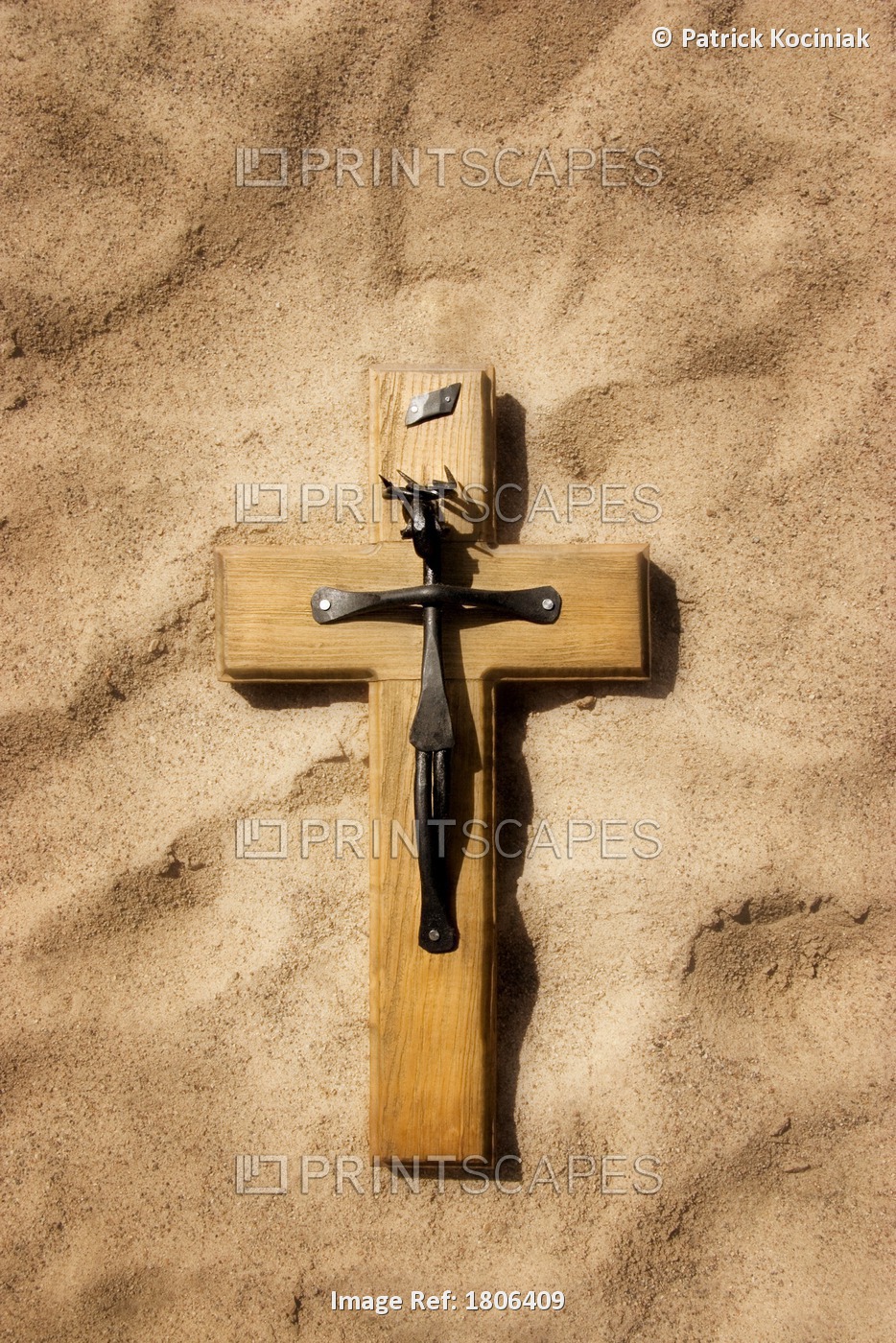 Christian Cross On Sand