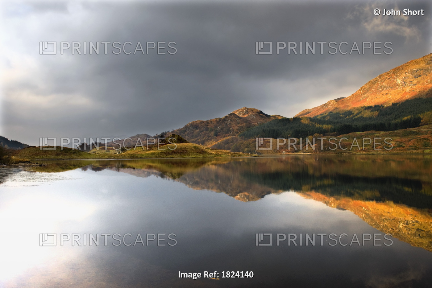 Mountain Reflection In Water, Loch Lobhair, Scotland