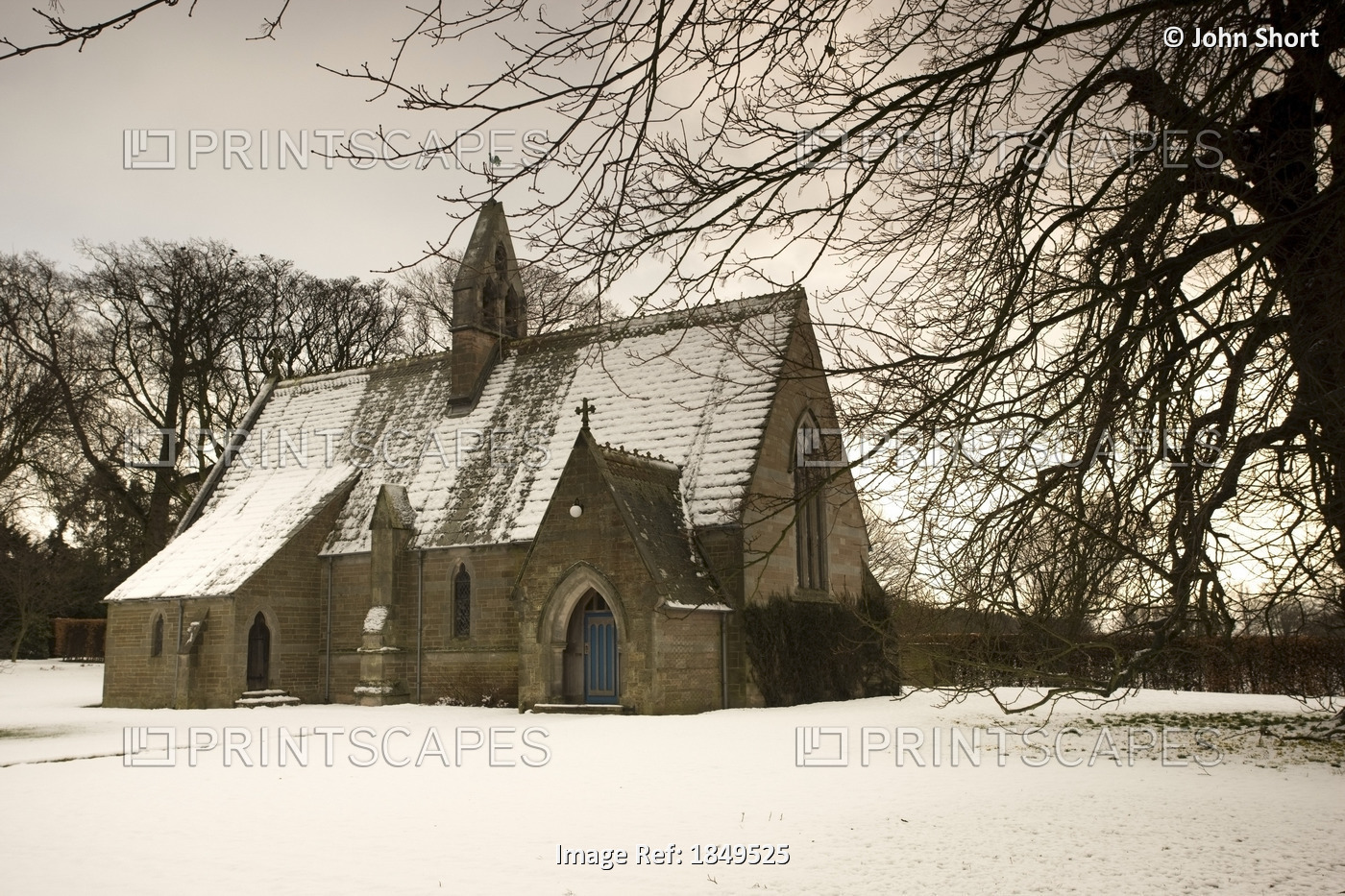 Ford, Northumberland, England; Country Church In The Snow