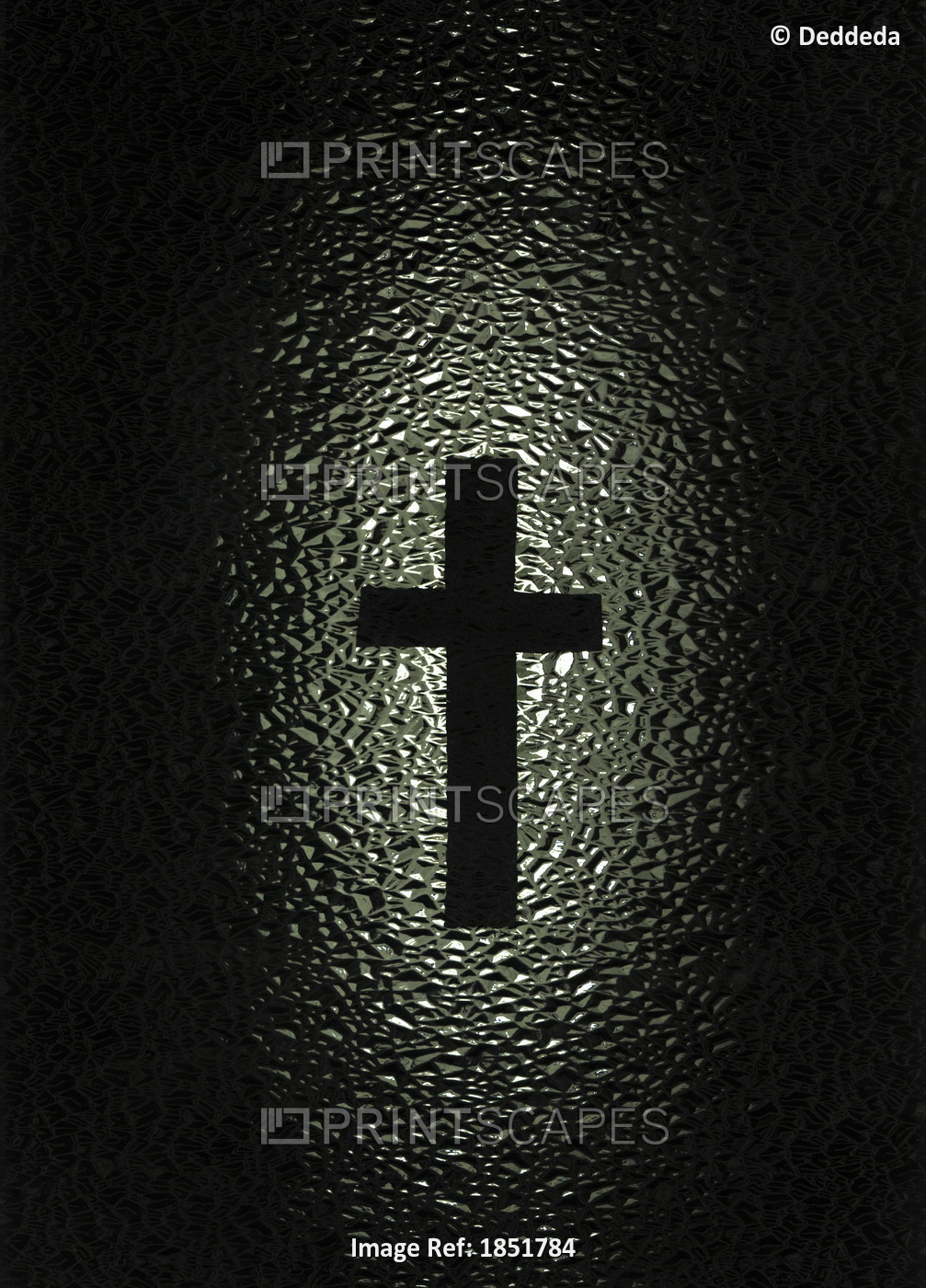 A Black Cross With A Water Effect Background