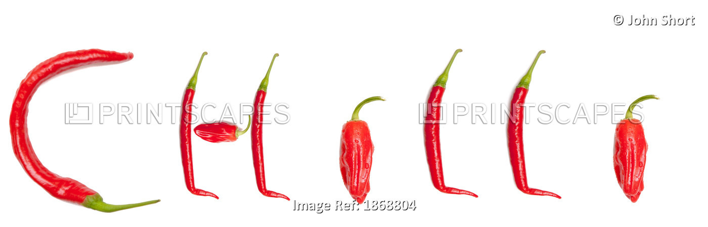 The Word 'chilli' Spelled With Red Jalapeno Peppers