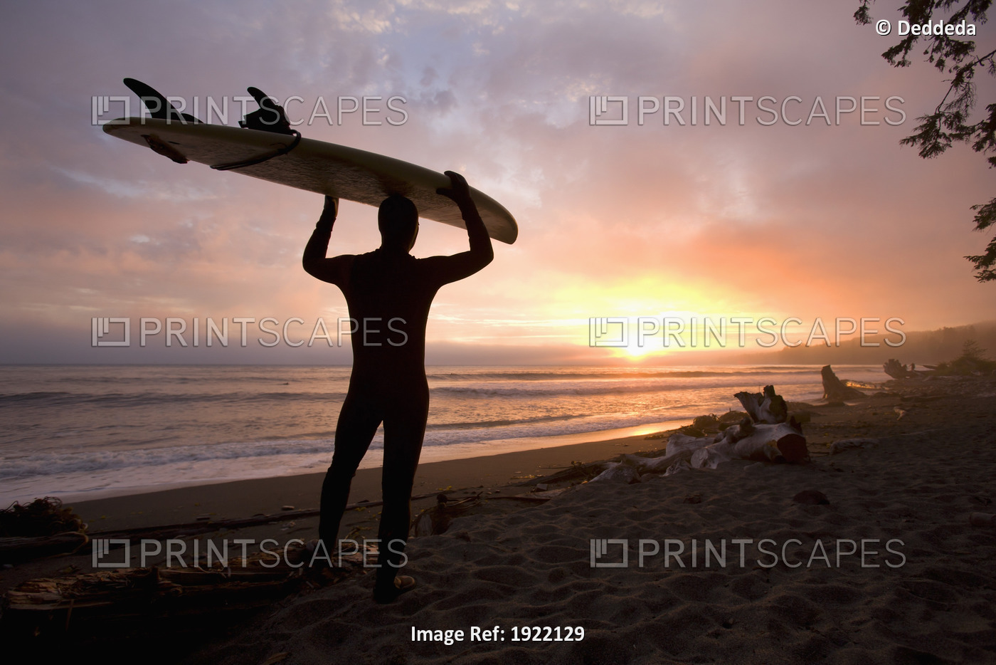 A Man Carrying His Surfboard; Sombrio Beach, Vancouver Island, British ...