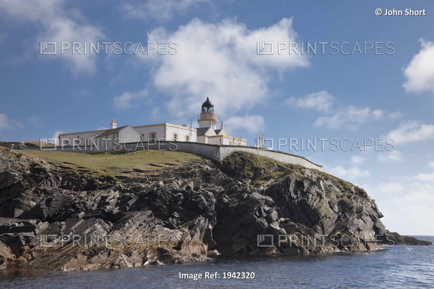 Lighthouse On Cliff; Bressay Scotland