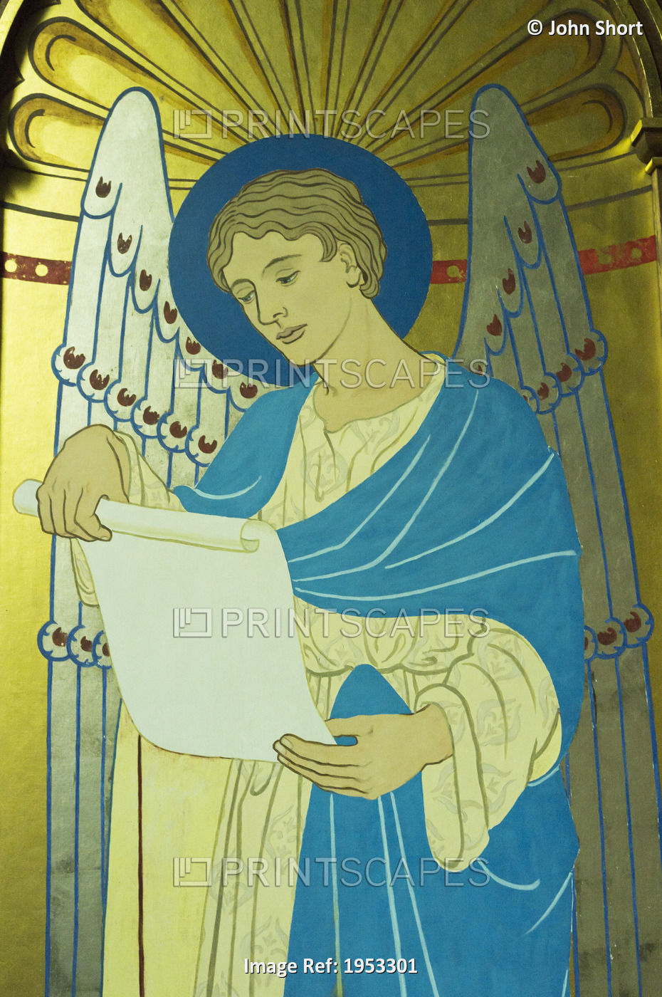 Picture Of An Angel Reading From A Scroll At St Michaels And All Saints; ...