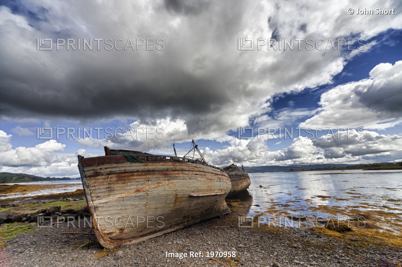 Weathered Boats Abandoned At The Water's Edge; Salem Isle Of Mull Scotland