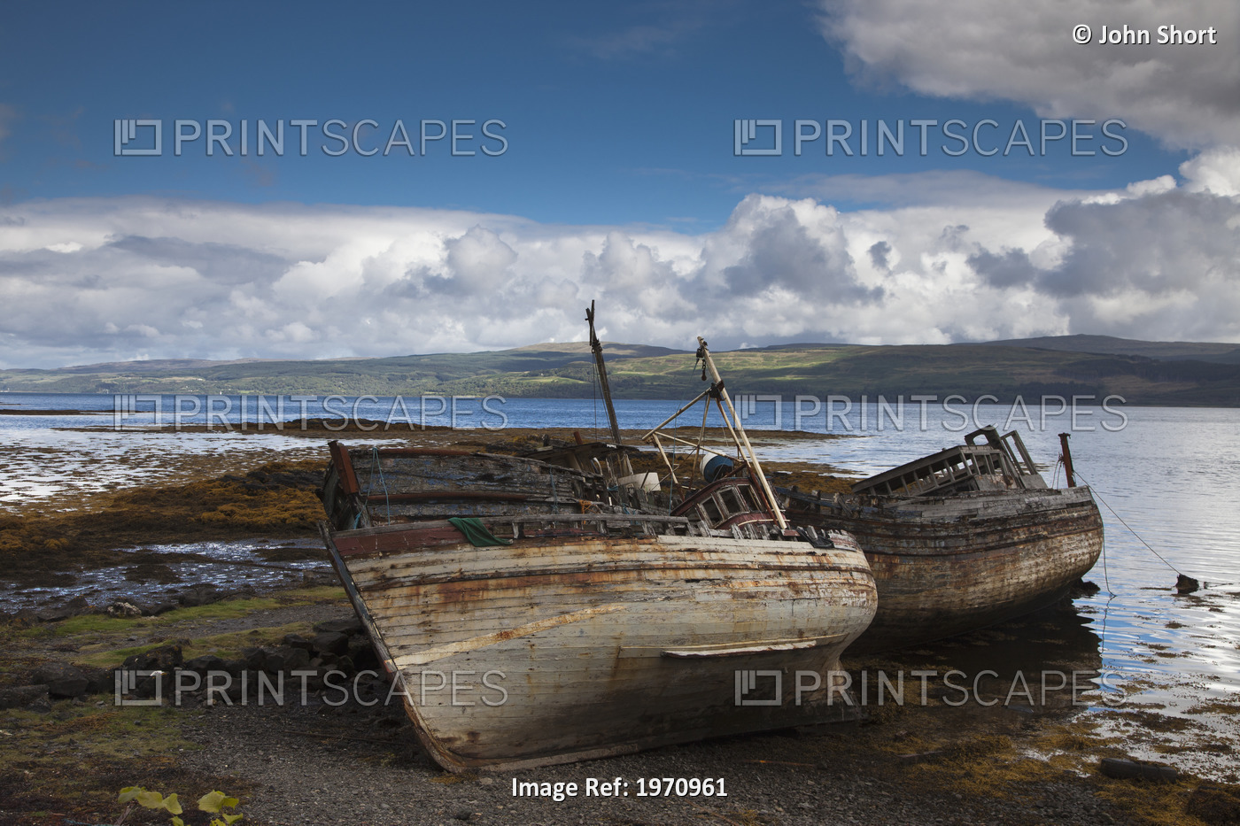 Weathered Boats Abandoned At The Water's Edge; Salem Isle Of Mull Scotland