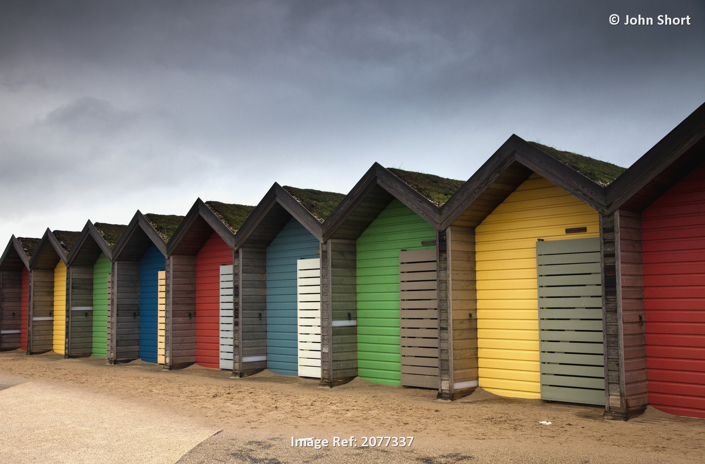 Colourful Beach Huts; Blythe, Northumberland, England