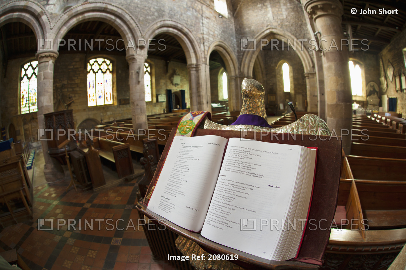 An Open Book Of Verses In A Church; Staindrop, Durham, England