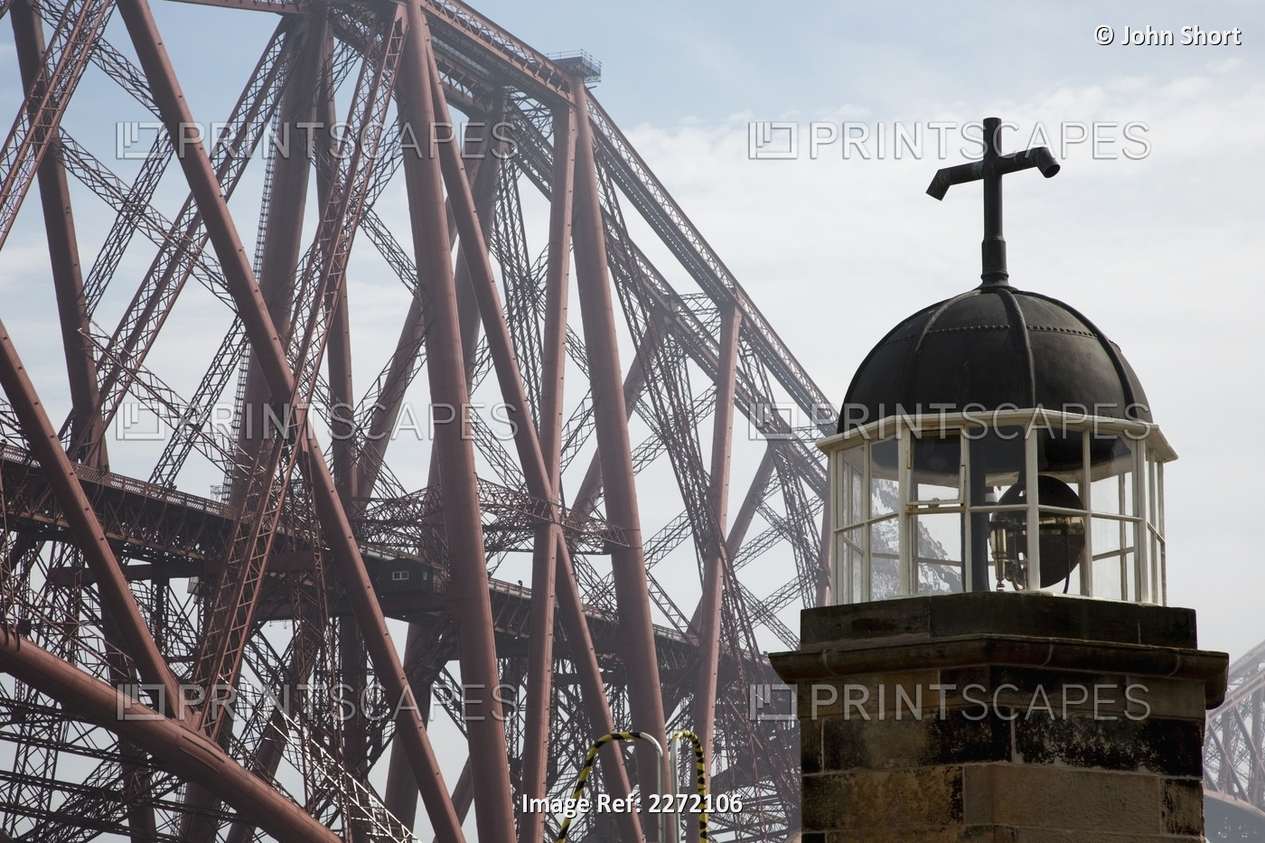 Forth Bridge And A Beacon In The Fog; North Queensferry Scotland