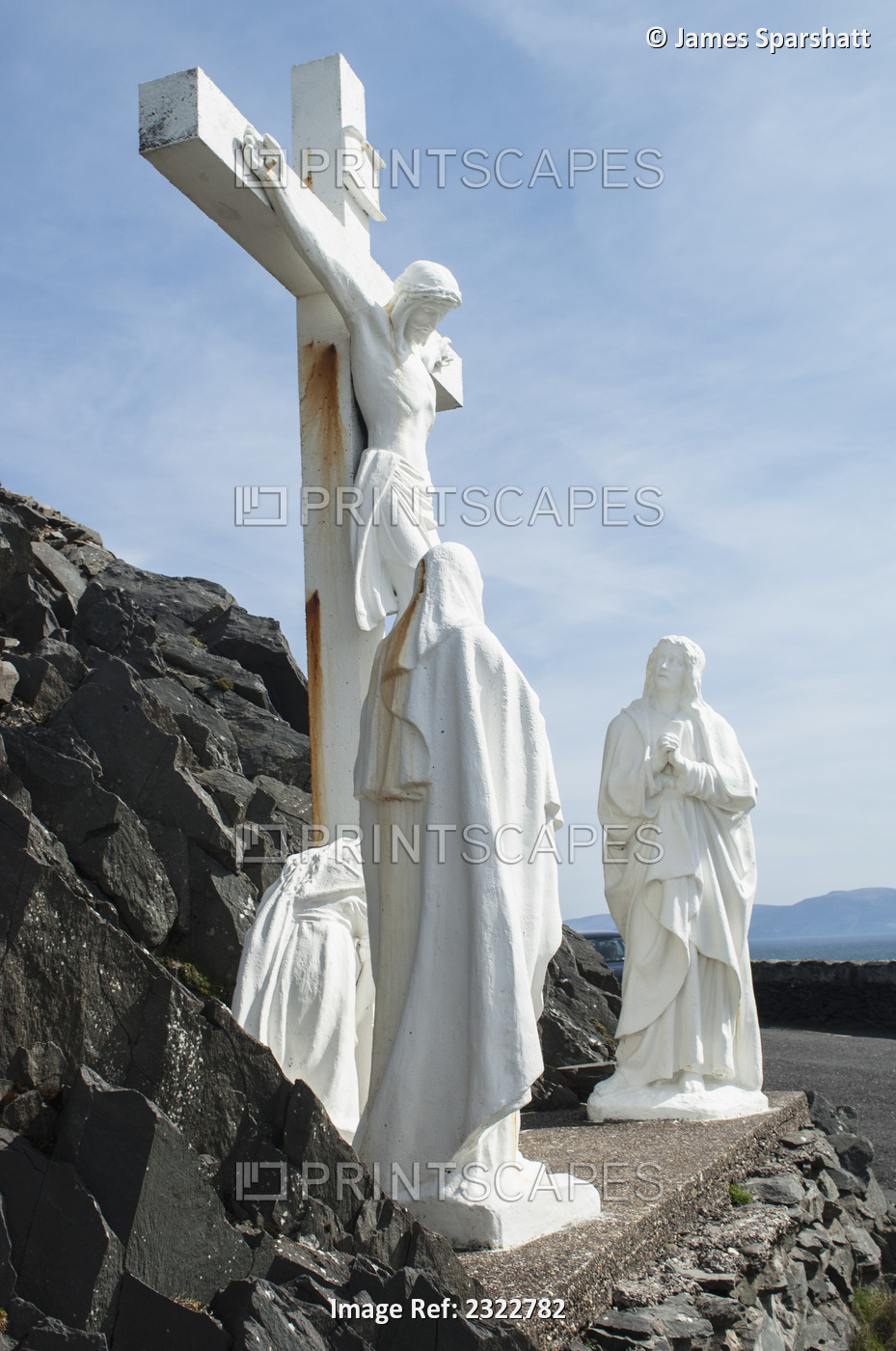 Calvary of the christ sculpture at slea head;Dingle, county kerry, ireland