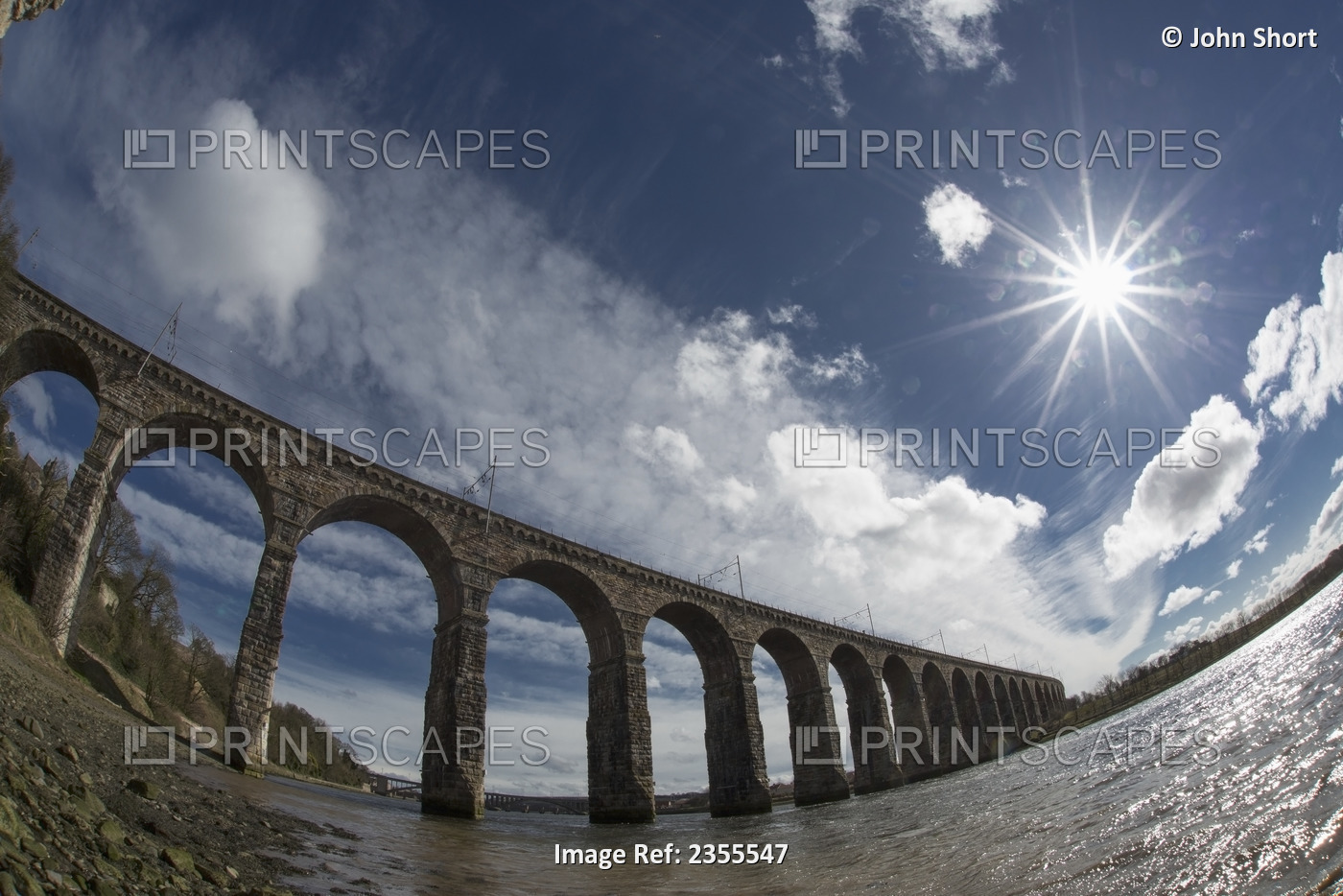Royal Border Bridge Spanning River Tweed; Berwick-Upon-Tweed, Northumberland, ...