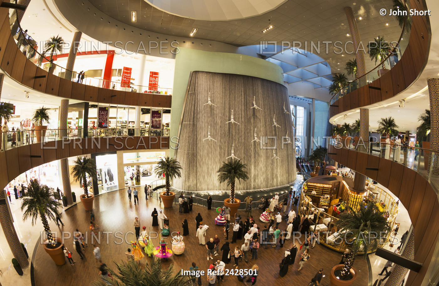 Water Feature In Dubai Mall; Dubai, United Arab Emirates