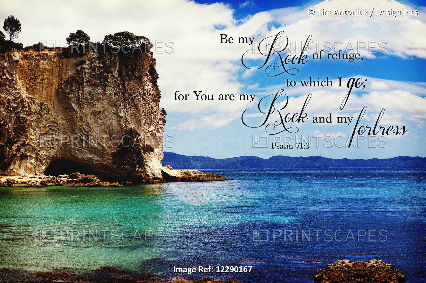Image Of A Cliff On The Coast With Blue And Turquoise Water And Scripture From ...