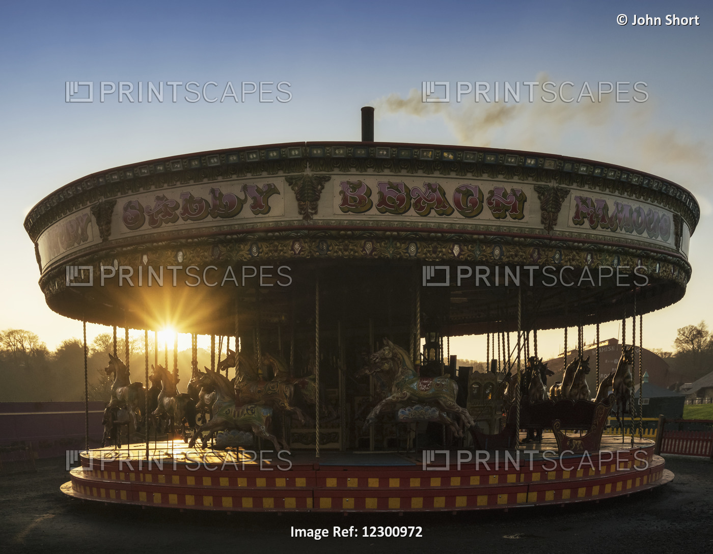 Carousel At A Park At Sunset; Beamish, Durham, England