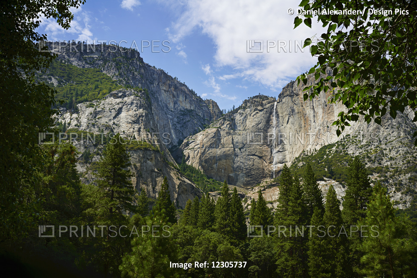 Waterfall, Yosemite Valley, Yosemite National Park; California, United States ...