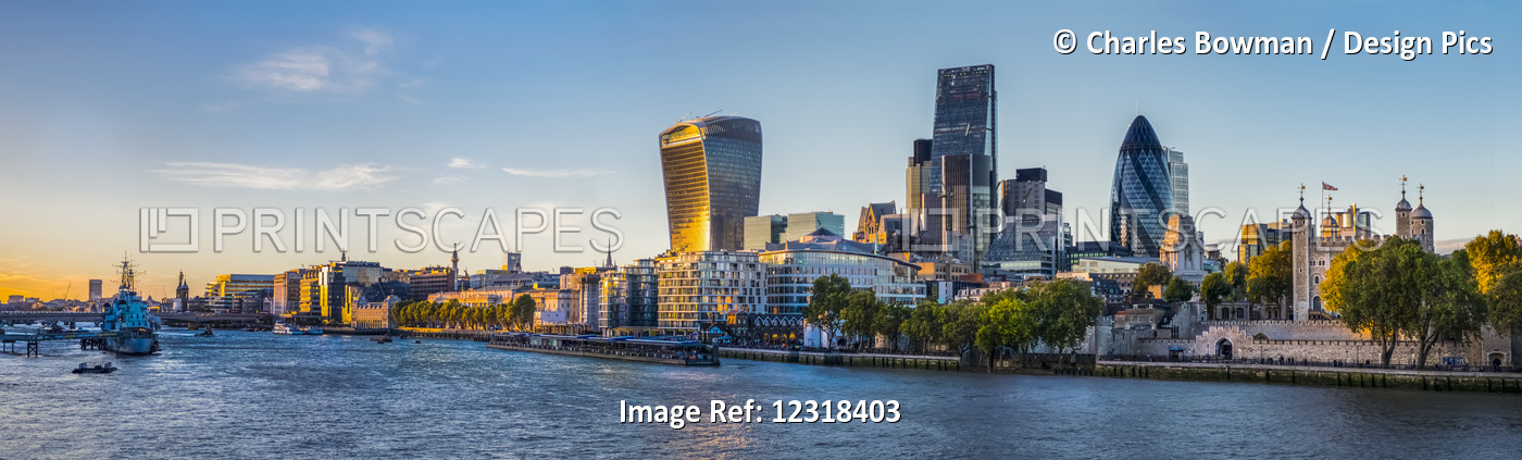 Panorama Of The Skyline Of The City Of London And The Tower Of London; London, ...