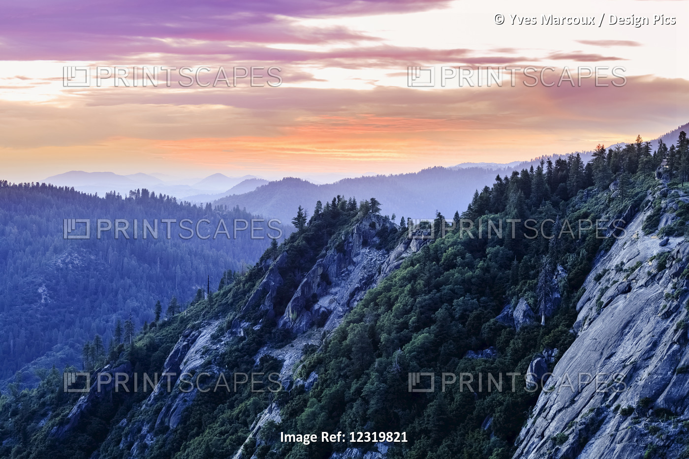 View From Moro Rock At Dusk, Sequoia National Park; California, United States ...