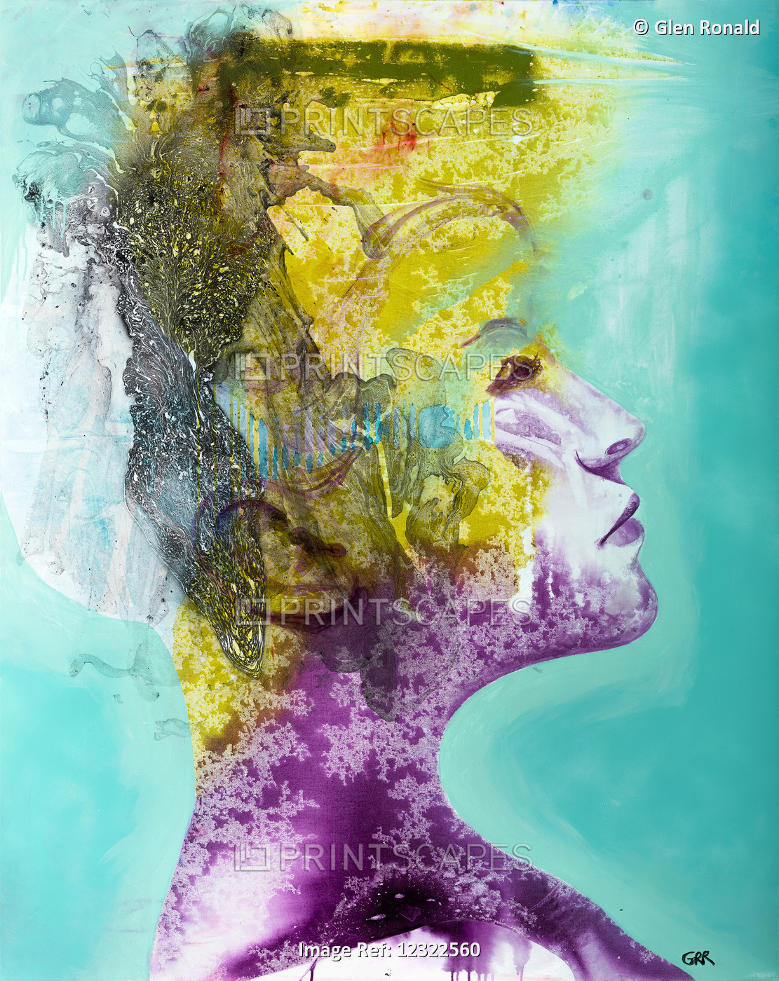 Beautiful Resolve, Colourful Artwork Of The Profile Of A Woman's Head And Neck