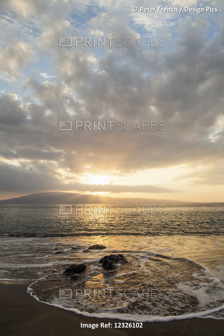 Sunset Over Lanai Isle; Lahaina, Maui, Hawaii, United States Of America