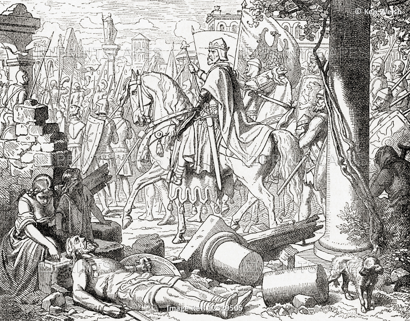 Frederick Barbarossa entering Milan in 1158.  Frederick I, 1122 - 1190, aka ...