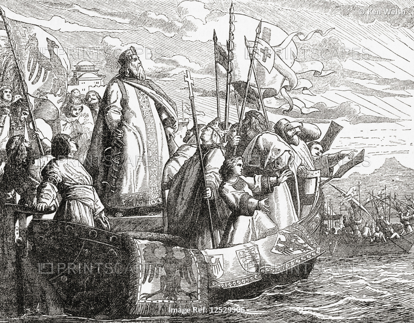 Frederick Barbarossa crossing the Bosphorous during the Third Crusade.   ...