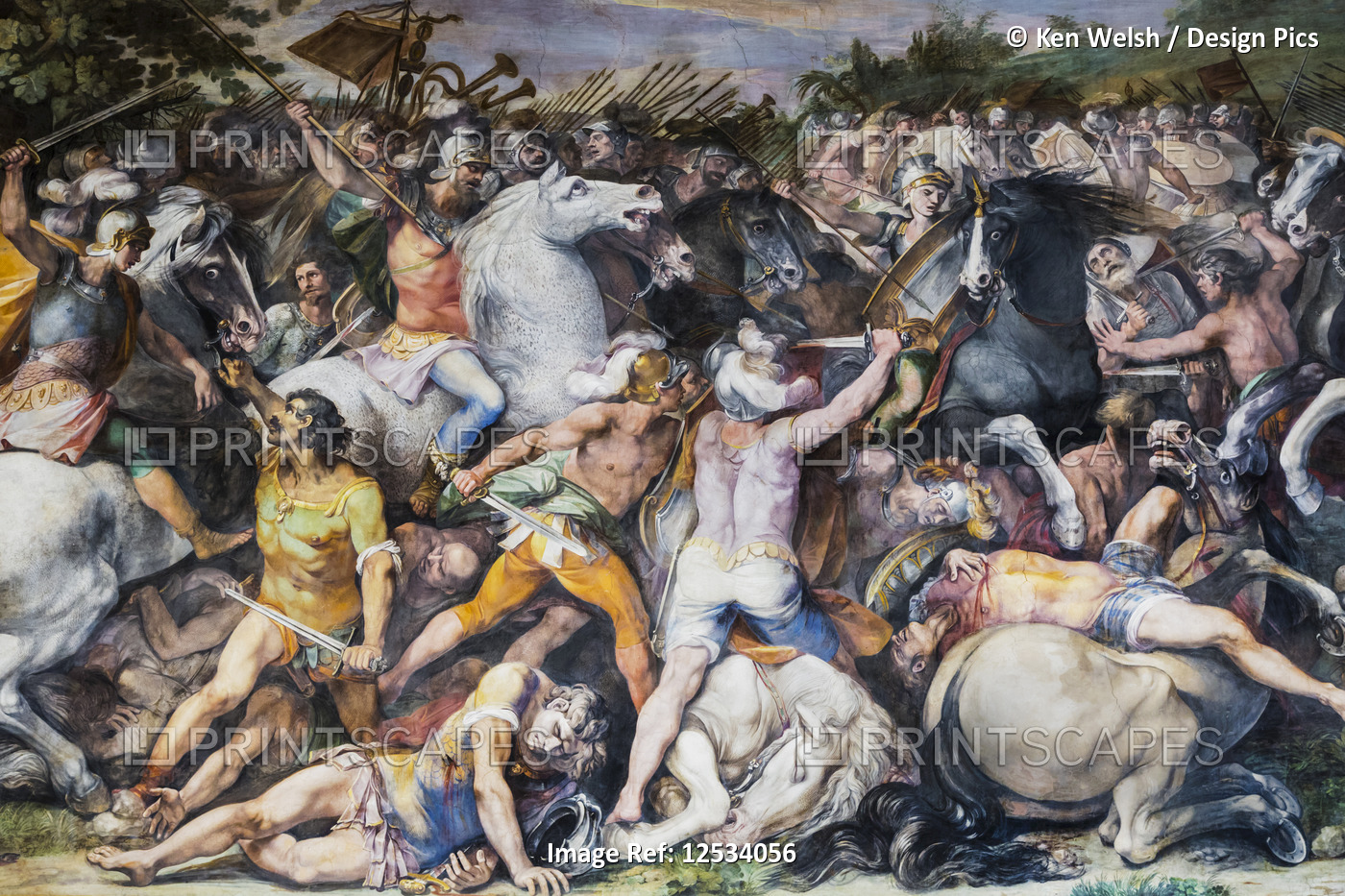 Artwork portraying the battleof Tullus Hostilius against the Veientes and the ...