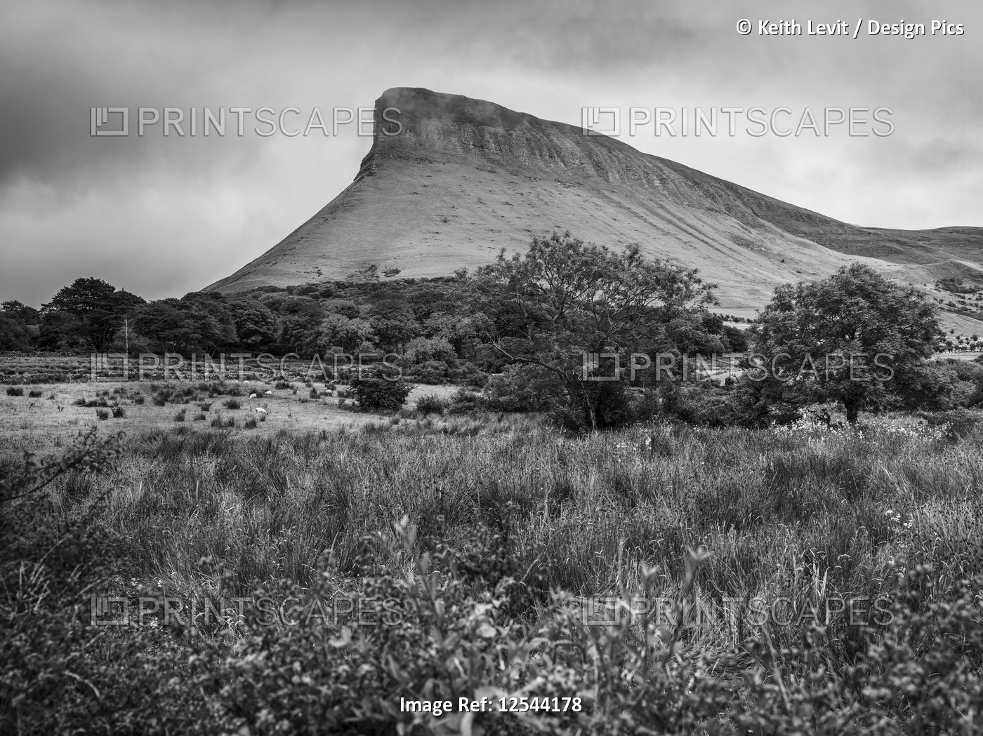 Benbulben Mountain, a large rock formation; Grange, County Sligo, Ireland