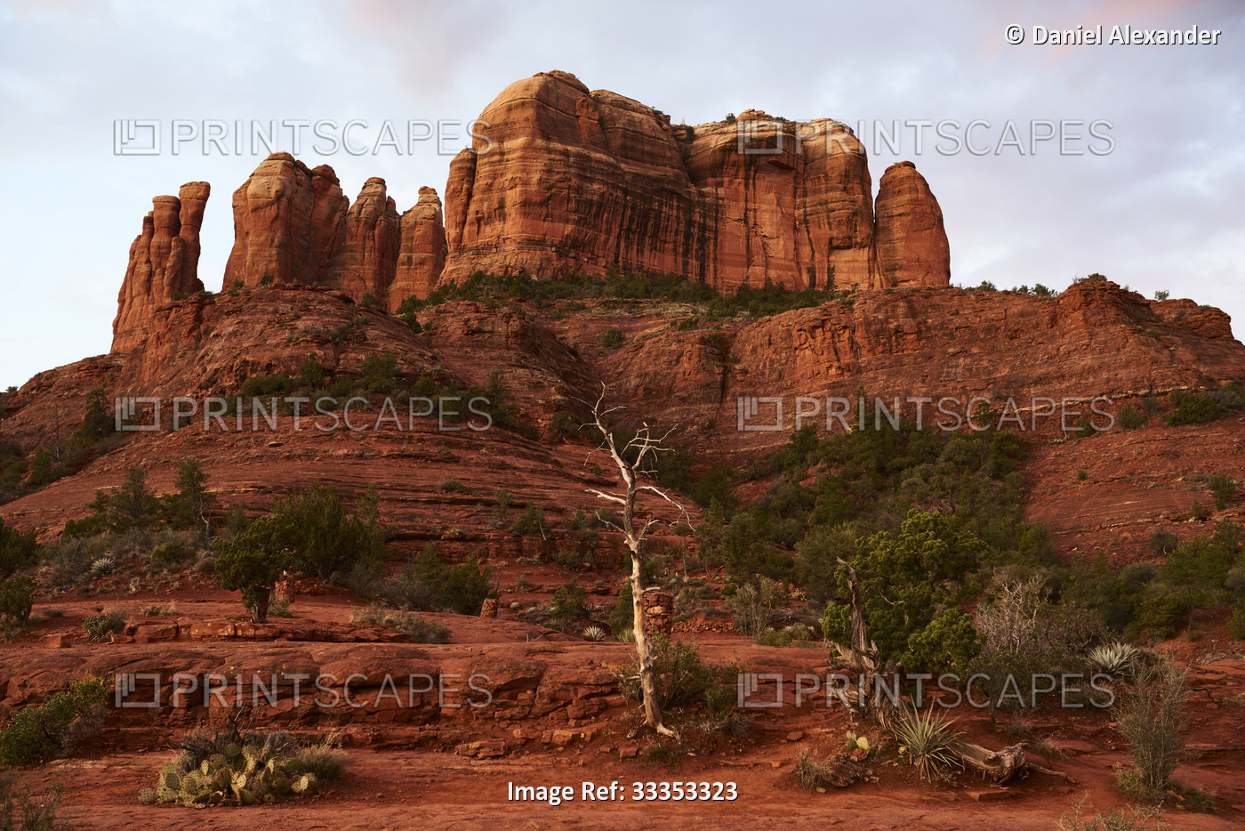View of towering sandstone butte; Sedona, Arizona, United States of America